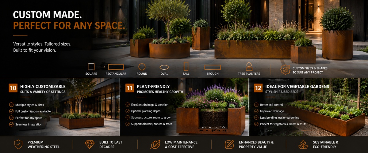 Corten steel planters wholesale and manufacturer